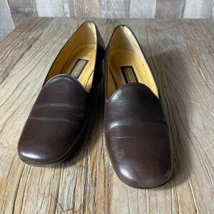 Vintage Coach Leather Loafers Square Toe Block Heel